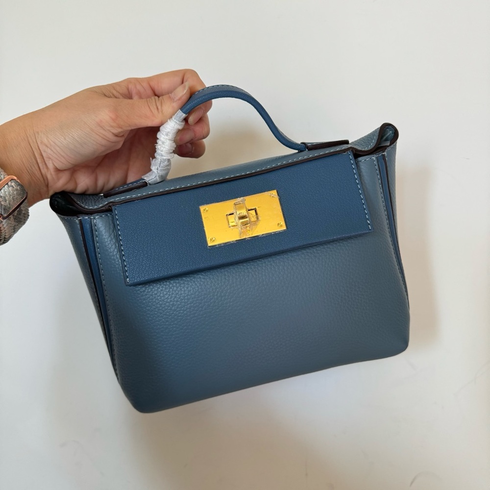 Blue Pebble Mini 24 Top Handle Satchel Leather Crossbody Convertible Bag B13